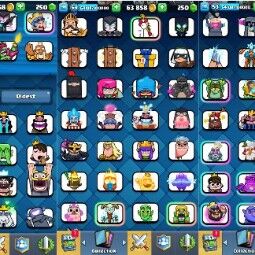 👑KT 14 👑 8006 Trophy 👑 53 LVL 👑 115 Cards 👑 84 Emotes 👑 250 Gems 👑 63 k Gold 👑 2