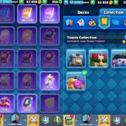 👑KT 14 👑 8006 Trophy 👑 53 LVL 👑 115 Cards 👑 84 Emotes 👑 250 Gems 👑 63 k Gold 👑 3