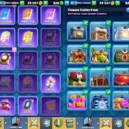👑KT 15 👑 7508 Trophy 👑 55 LVL 👑 114 Cards 👑 37 Emotes 👑 826 Gems 👑 29 k Gold 👑 3