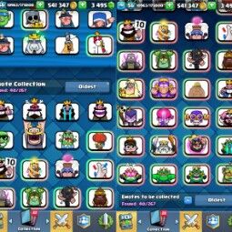 👑キングタワー 15 👑 8090 トロフィー 👑 56 LV 👑 116枚のカード 👑 40枚 エモート 👑 3495名 虹のダイヤ 👑 541キロ ゴールド 👑 2
