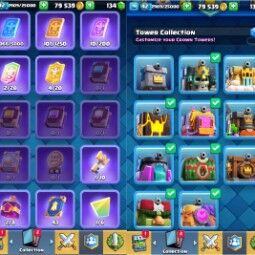 👑KT 14 👑 6800 Trophy 👑 42 LVL 👑 112 Cards 👑 32 Emotes 👑 134 Gems 👑 79 k Gold 👑 3