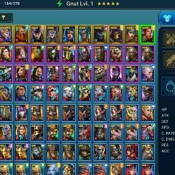 Gnut + Wight Queen Ankora + Longbeard + Yoshi + Ninja + Alice + Loki + Sun Wukong + Skullcrusher + 23658 energy 1