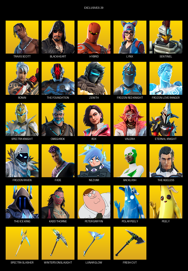 Fortnite Account ( PC ) (Travis Scott, Blackheart, Hybrid, Lynx, Sentinel, Ronin, The Foundation, Zenith, Frozen Red Knight, Omegarok, Rox, Valeria, Fade, Nezumi, Backlash) (126 Skins)