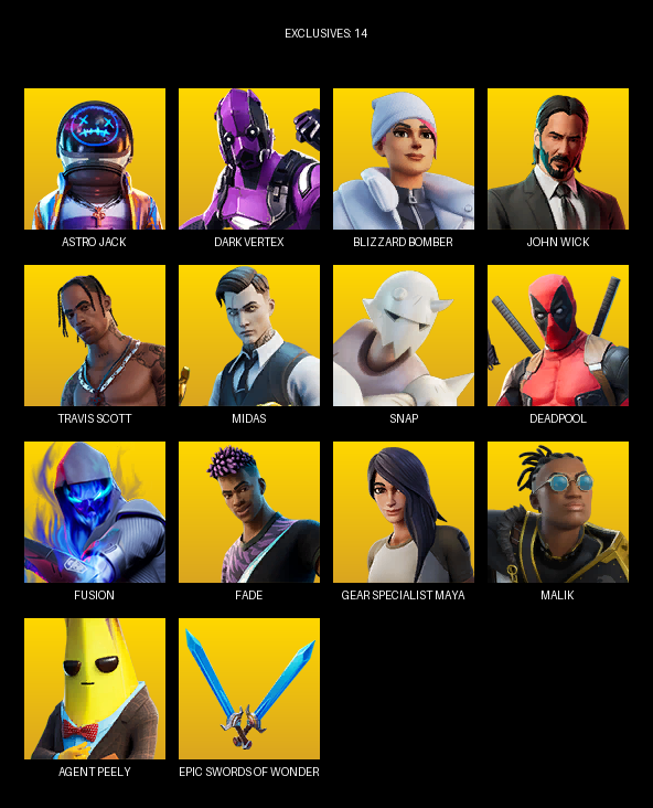 Fortnite Account ( PC ) (Travis Scott, Gear Specialist Maya, Astro Jack, Dark Vertex, Blizzard Bomber, John Wick, Midas, Snap, Deadpool, Fusion, Fade, Malik, Sabina, Evie, Sith Trooper, Skye, Ocean, Maverick, TNTina) (58 Skins)