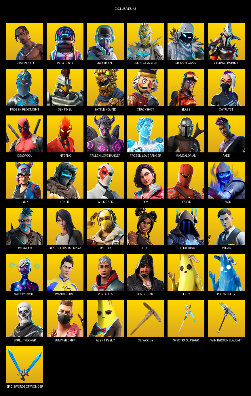 Fortnite Account ( PC ) (Travis Scott, Gear Specialist Maya, Reflex, Astro Jack, Breakpoint, Spectra Knight, Frozen Raven, Sentinel, Battle Hound, Crackshot, Blaze, Catalyst, Deadpool, Inferno, Fallen Love Ranger, Mandalorian, Fade) (177 Skins)