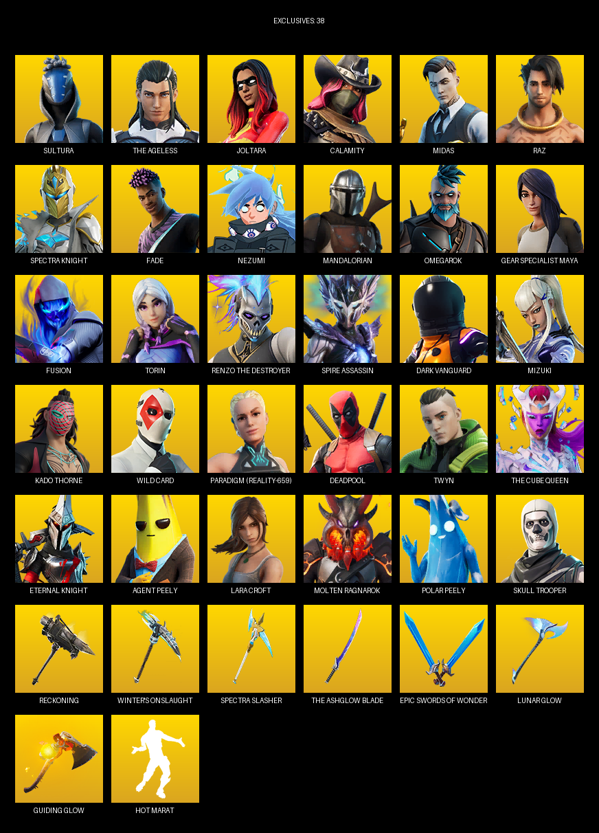 Fortnite Account ( PC / PLAYSTATION / XBOX ) (Gear Specialist Maya, Lara Croft, Sultura, The Ageless, Joltara, Calamity, Midas, Raz, Spectra Knight, Fade, Nezumi, Mandalorian, Omegarok, Fusion, Torin, Spire Assassin, Dark Vanguard, Mizuki, Kado Thorne) (135 Skins)