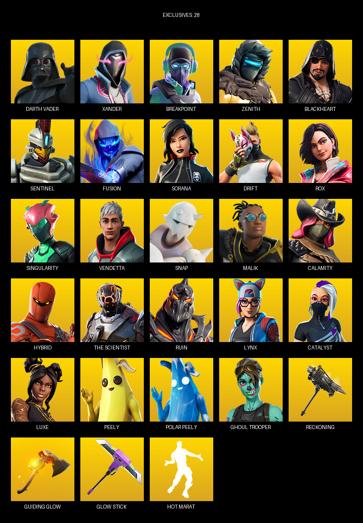 Fortnite Account ( PC ) (Darth Vader, Xander, Breakpoint, Zenith, Blackheart, Sentinel, Fusion, Sorana, Drift, Rox, Singularity, Vendetta, Snap, Malik, Calamity, Hybrid, The Scientist, Ruin, Lynx, Catalyst) (86 Skins) Fortnite Account ( PC ) (Darth Vader, Xander, Breakpoint, Zenith, Blackheart, Sentinel, Fusion, Sorana, Drift, Rox, Singularity, Vendetta, Snap, Malik, Calamity, Hybrid, The Scientist, Ruin, Lynx, Catalyst) (86 Skins)