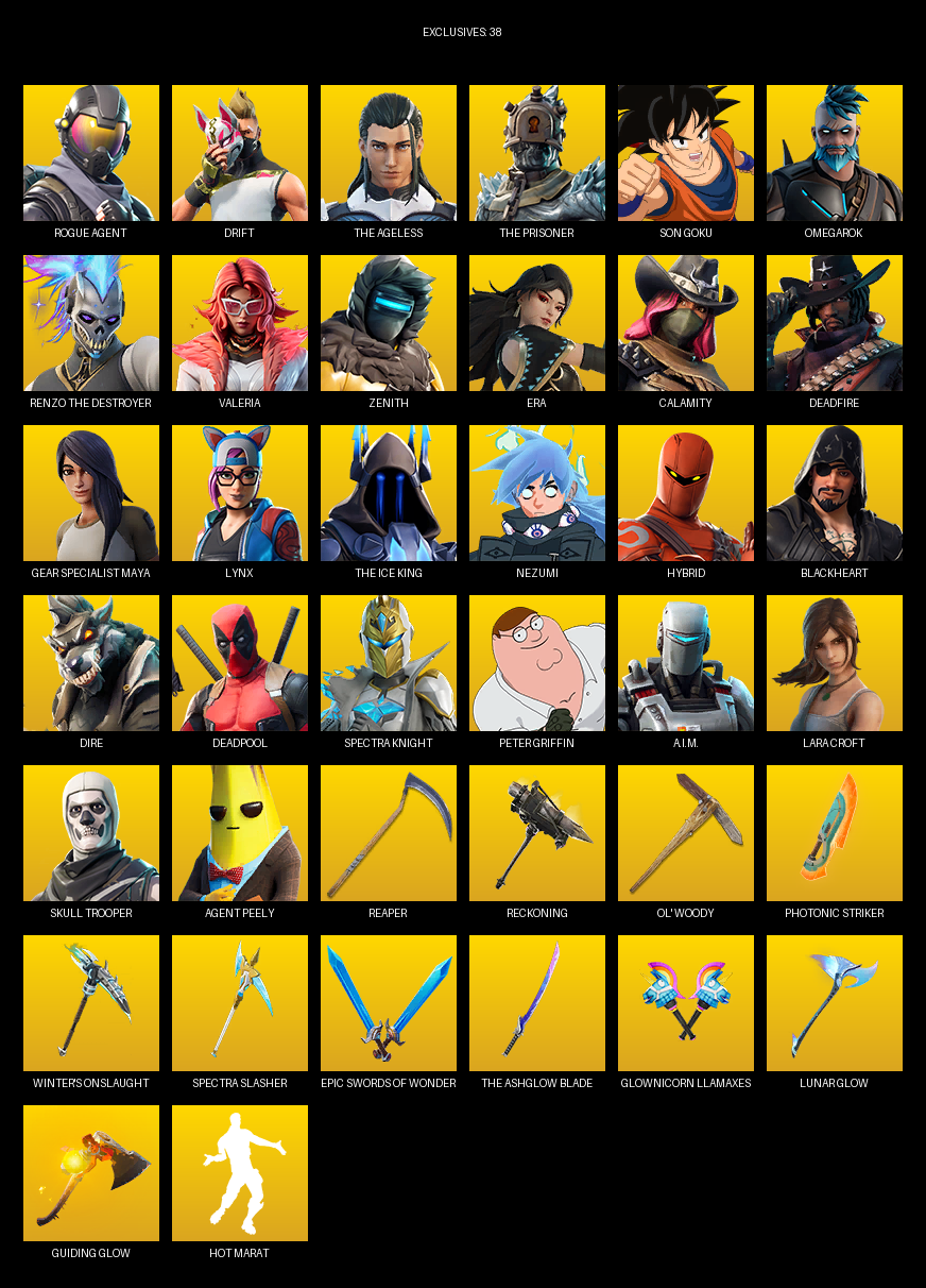 Fortnite Account ( PLAYSTATION / PC ) (Gear Specialist Maya, Lara Croft, Rogue Agent, Drift, The Ageless, Son Goku, Omegarok, Valeria, Zenith, Era) (132 Skins)