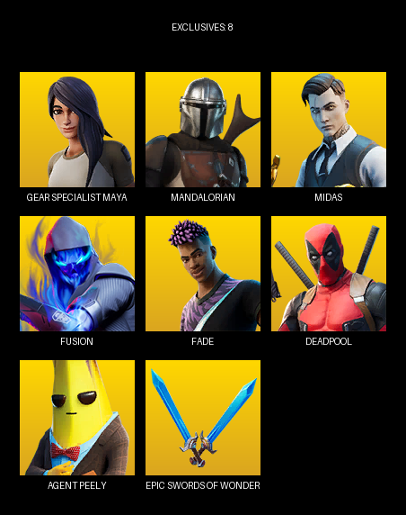 Fortnite Account ( PC ) (Gear Specialist Maya, Mandalorian, Midas, Fusion, Fade, Deadpool, Reese, Storm, Groot, Tony Stark, Agent Peely, Doctor Doom, Wolverine, Scuba Jonesy, Kit, Jules, Siona, Brutus, Thor, Ocean) (40 Skins) Fortnite Account ( PC ) (Gear Specialist Maya, Mandalorian, Midas, Fusion, Fade, Deadpool, Reese, Storm, Groot, Tony Stark, Agent Peely, Doctor Doom, Wolverine, Scuba Jonesy, Kit, Jules, Siona, Brutus, Thor, Ocean) (40 Skins)