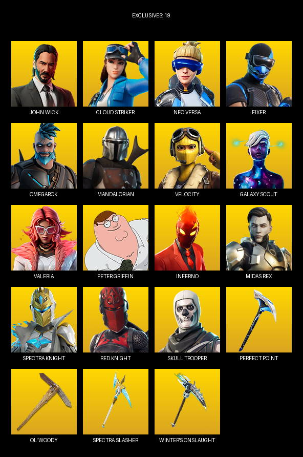Fortnite Account ( PC ) (John Wick, Cloud Striker, Neo Versa, Fixer, Omegarok, Mandalorian, Velocity, Galaxy Scout, Valeria, Peter Griffin, Inferno, Midas Rex, Spectra Knight, Lil Split, Isabelle, Doctor Doom, Raiden, Poison Ivy, Ellen Ripley) (88 Skins)