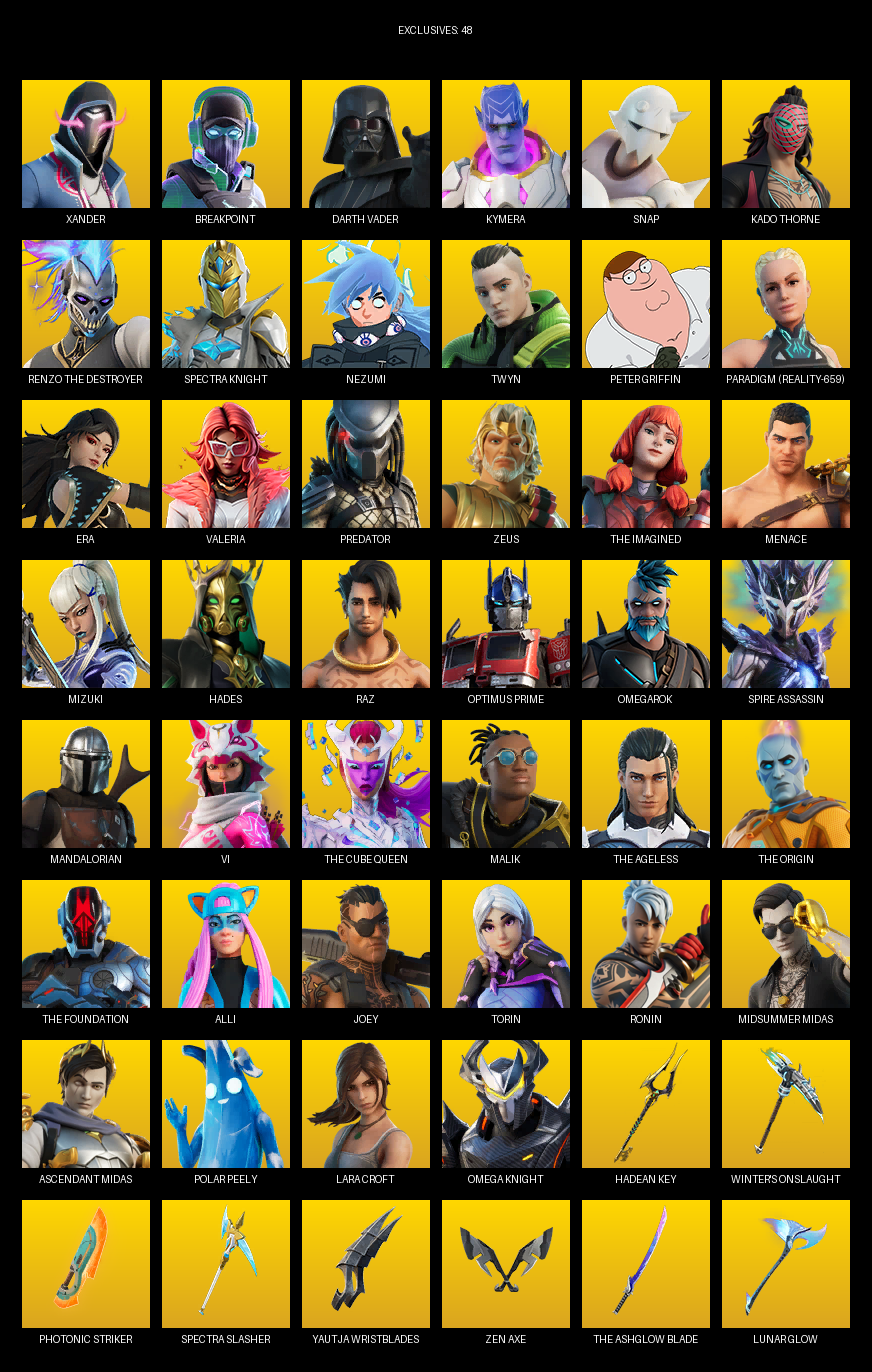 Fortnite Account ( PLAYSTATION / PC ) (Lara Croft, Xander, Breakpoint, Darth Vader, Kymera, Snap, Kado Thorne, Renzo the Destroyer, Spectra Knight, Nezumi) (177 Skins)