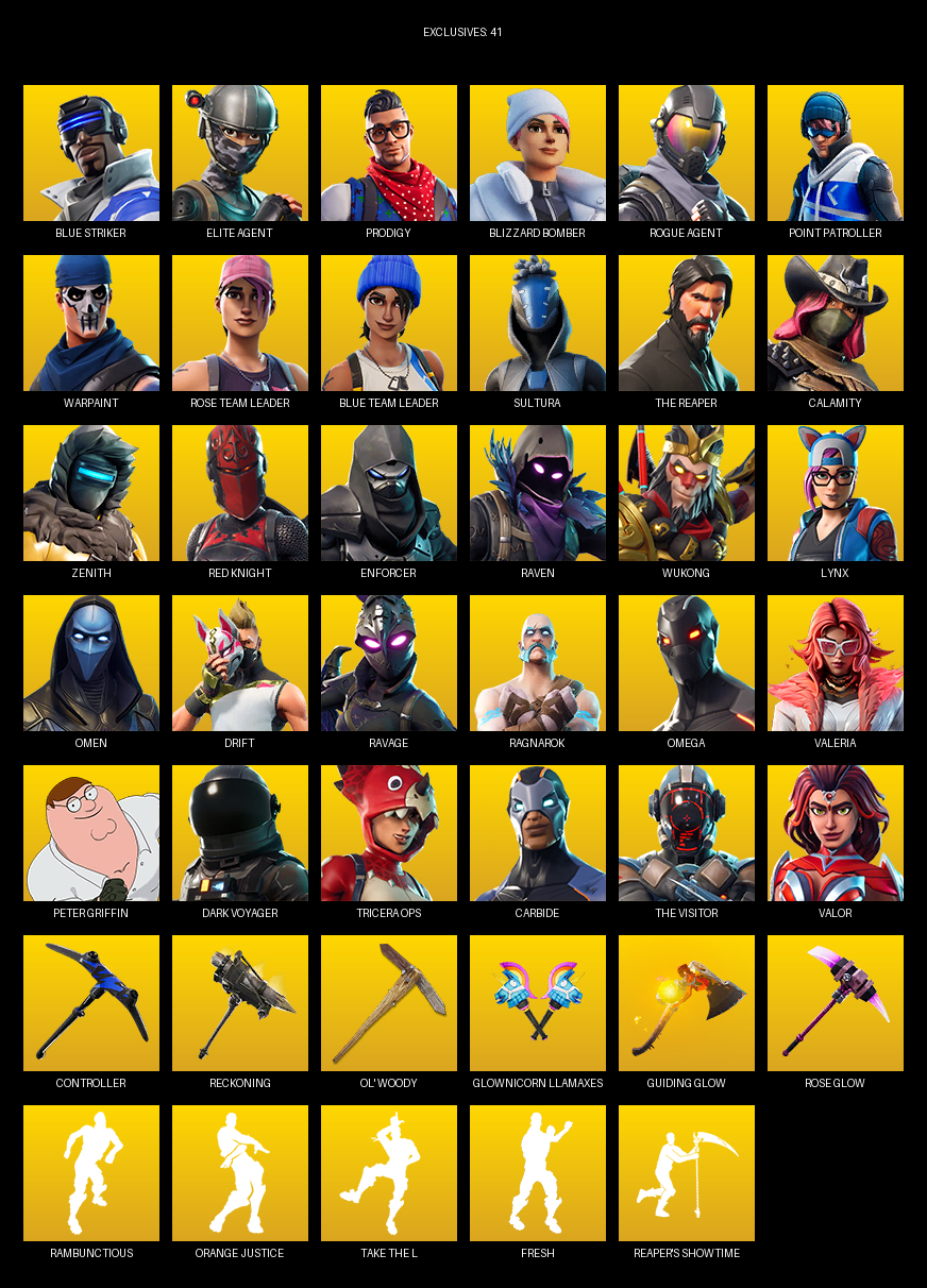 Fortnite Account ( PC / PLAYSTATION / XBOX ) (Elite Agent, Point Patroller, The Reaper, Omega, Blue Striker, Prodigy, Blizzard Bomber, Warpaint, Rose Team Leader, Sultura, Calamity, Zenith, Red Knight, Enforcer, Raven, Wukong, Lynx, Omen) (94 Skins)