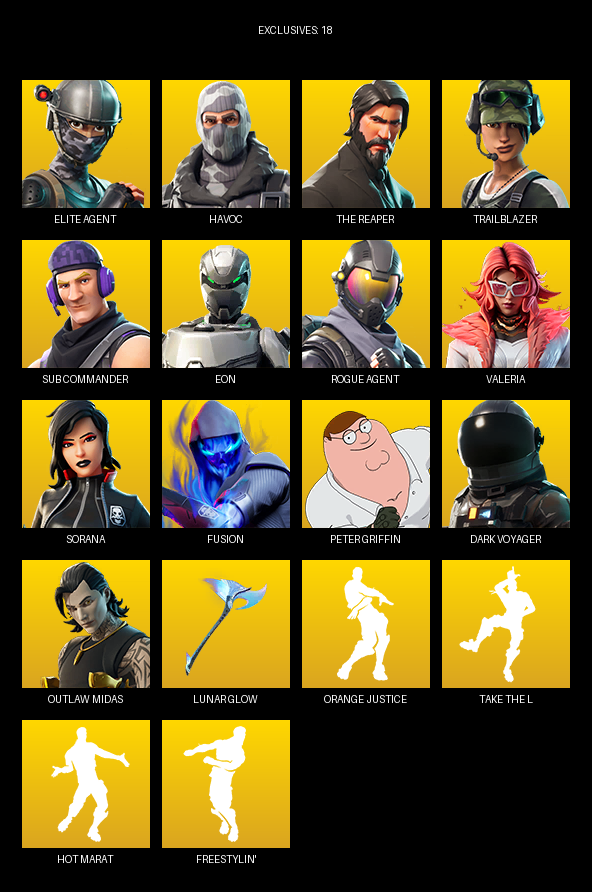 Fortnite Account ( PC ) (Elite Agent, The Reaper, Havoc, Trailblazer, Sub Commander, Eon, Valeria, Sorana, Fusion, Peter Griffin, Dark Voyager, Geralt of Rivia, Moonwalker, Jackie, Selene, Red Strike, Lt. Evergreen) (76 Skins) Fortnite Account ( PC ) (Elite Agent, The Reaper, Havoc, Trailblazer, Sub Commander, Eon, Valeria, Sorana, Fusion, Peter Griffin, Dark Voyager, Geralt of Rivia, Moonwalker, Jackie, Selene, Red Strike, Lt. Evergreen) (76 Skins)