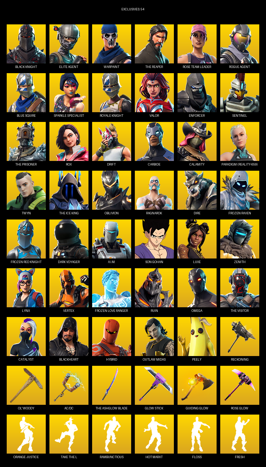 Fortnite Account ( PC ) (Black Knight, Elite Agent, The Reaper, Blue Squire, Sparkle Specialist, Omega, Warpaint, Rose Team Leader, Valor, Enforcer, Sentinel, Rox, Drift, Carbide, Calamity, Paradigm (Reality-659), Twyn) (95 Skins) Fortnite Account ( PC ) (Black Knight, Elite Agent, The Reaper, Blue Squire, Sparkle Specialist, Omega, Warpaint, Rose Team Leader, Valor, Enforcer, Sentinel, Rox, Drift, Carbide, Calamity, Paradigm (Reality-659), Twyn) (95 Skins)