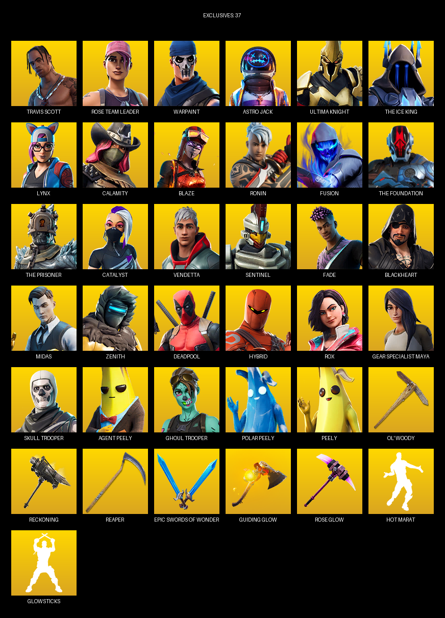 Fortnite Account ( PC / PLAYSTATION ) (Travis Scott, Gear Specialist Maya, Rose Team Leader, Warpaint, Astro Jack, Ultima Knight, The Ice King, Lynx, Calamity, Blaze, Ronin, Fusion, Catalyst, Vendetta, Sentinel, Fade, Blackheart, Midas) (94 Skins)