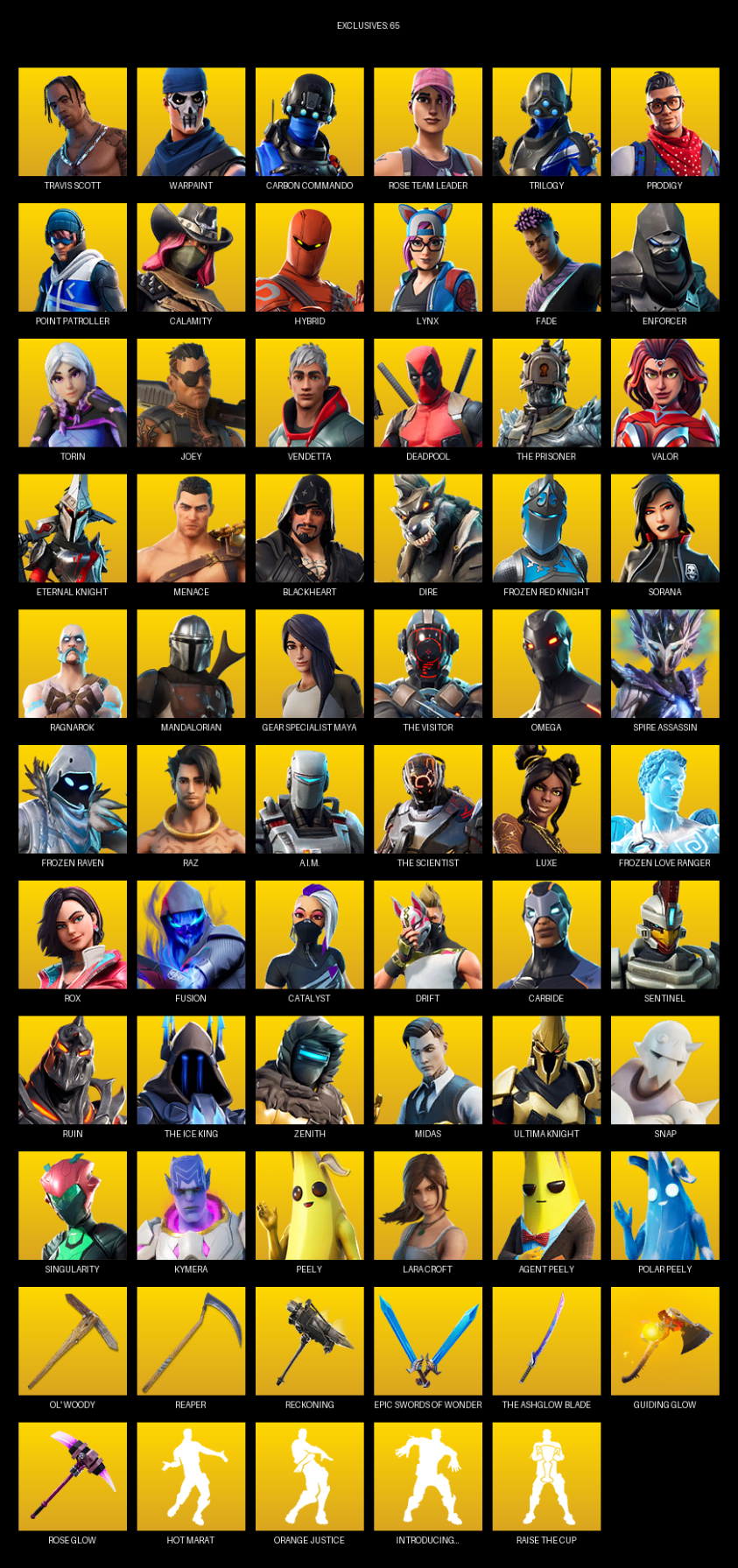 Fortnite Account ( PC ) (Travis Scott, Omega, Lara Croft, Warpaint, Carbon Commando, Rose Team Leader, Trilogy, Prodigy) (210 Skins)