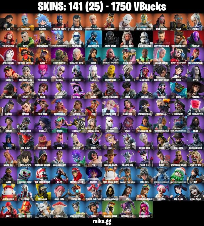 Fortnite Account ( PC / PLAYSTATION / XBOX ) (Era, The Origin, Nezumi, Optimus Prime, The Ageless, Paradigm (Reality-659), Crackshot, Snap, Spectra Knight, Kado Thorne) (141 Skins)