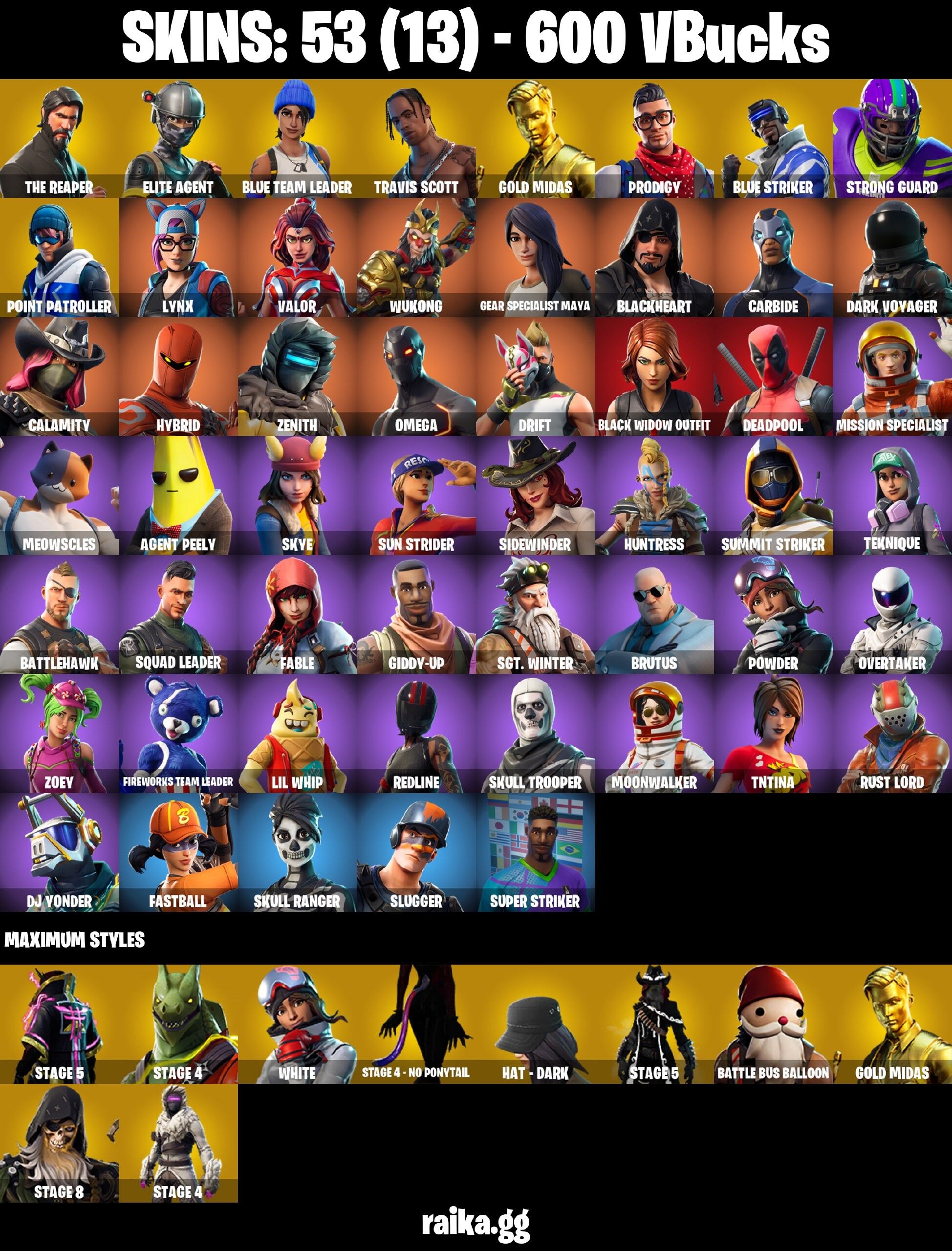 Fortnite Account ( PLAYSTATION / XBOX / PC / NINTENDO / MOBILE ) (Travis Scott, Take The L, The Reaper) (53 Skins) Fortnite Account ( PLAYSTATION / XBOX / PC / NINTENDO / MOBILE ) (Travis Scott, Take The L, The Reaper) (53 Skins)