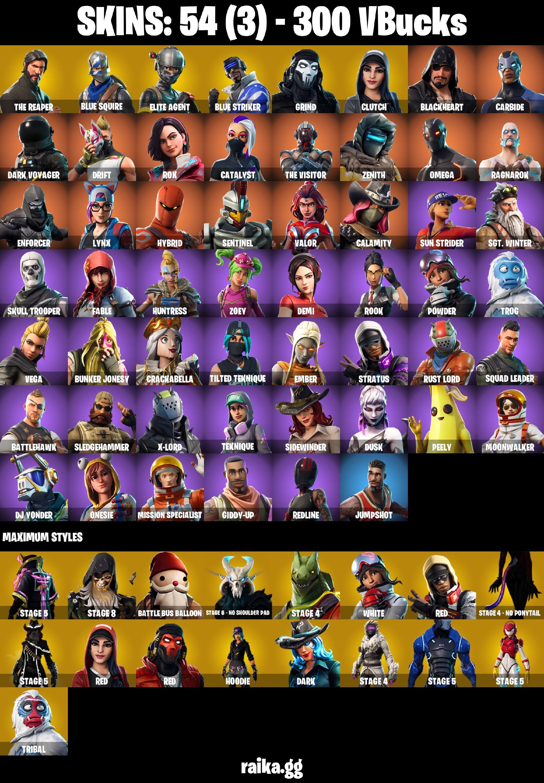 Fortnite Account ( PLAYSTATION / XBOX / PC / NINTENDO / MOBILE ) (The Reaper, Blue Squire, Elite Agent) (54 Skins)