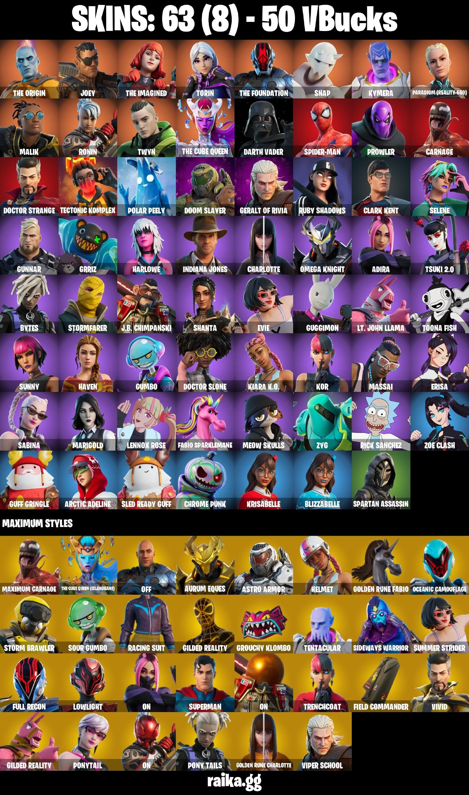 Fortnite Account ( PLAYSTATION / XBOX / PC / NINTENDO / MOBILE ) (The Cube Queen, Islandbane) (63 Skins)