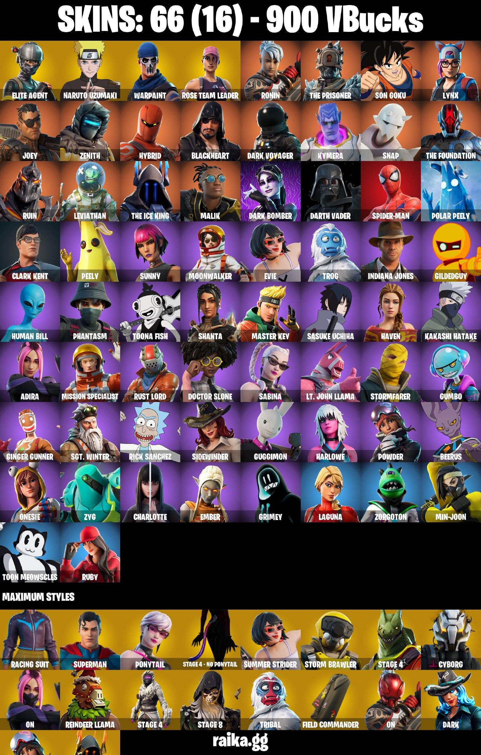 Fortnite Account ( PC ) (Naruto Uzumaki, Take The L, OG STW) (66 Skins)