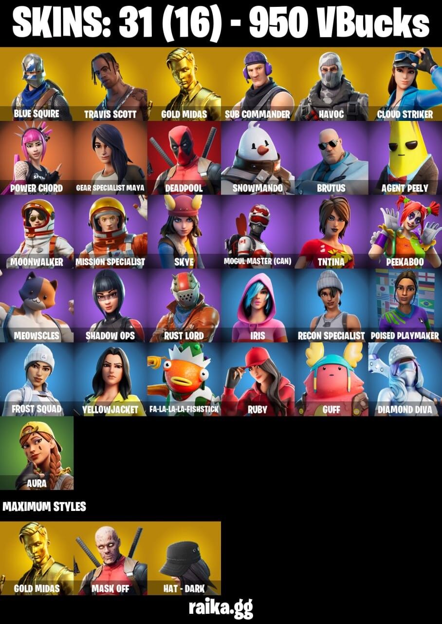 Fortnite Account ( PLAYSTATION / XBOX / PC / NINTENDO / MOBILE ) (Travis Scott, Blue Squire) (31 Skins)