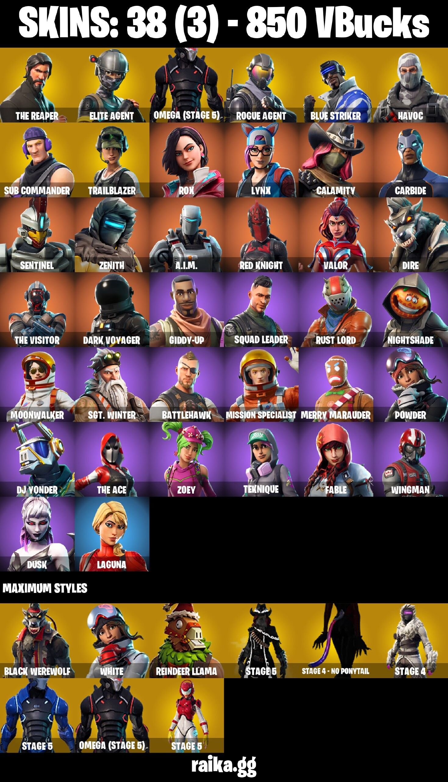 Fortnite Account ( PLAYSTATION / XBOX / PC / NINTENDO / MOBILE ) (The Reaper, Omega Stage 5, Dark Voyager) (38 Skins)