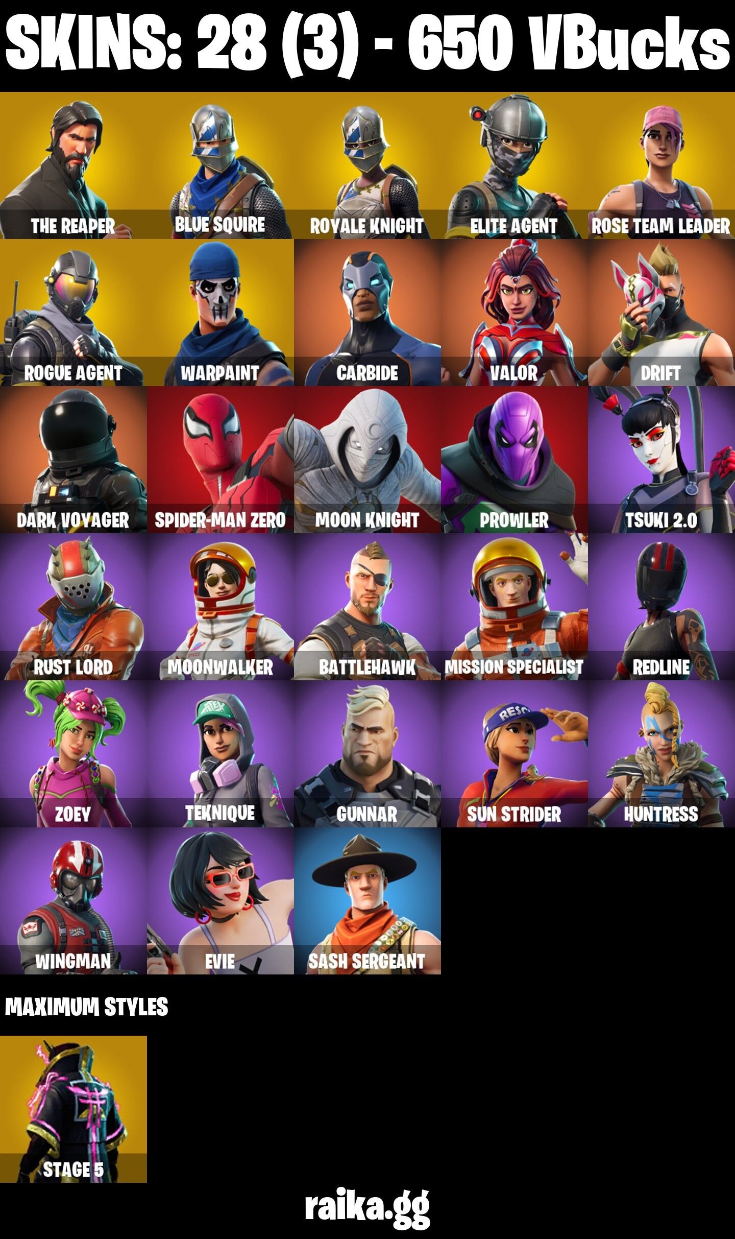 Fortnite Account ( PLAYSTATION / XBOX / PC / NINTENDO / MOBILE ) (TAKE THE L, THE REAPER, Blue Squire, Royale Knight, OG STW) (28 Skins)
