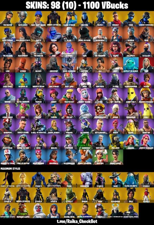Fortnite Account ( PLAYSTATION / XBOX / PC / NINTENDO / MOBILE ) (The Reaper, Omega Stage 5, Dark Voyager) (98 Skins)