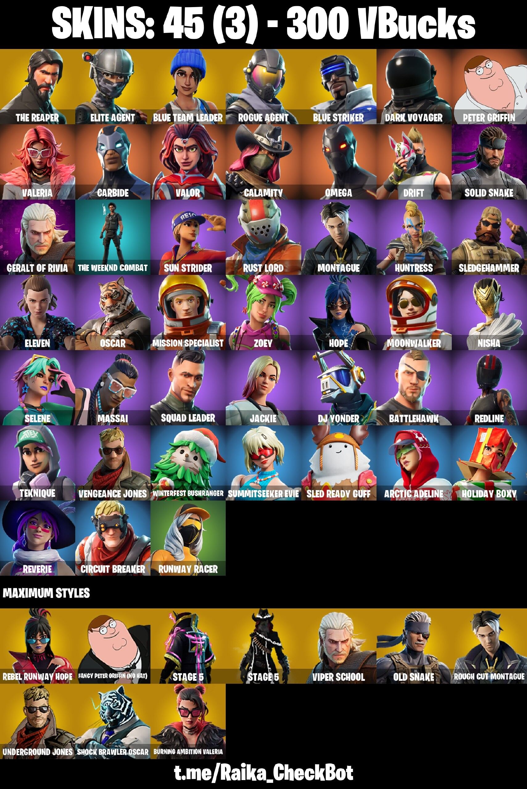 Fortnite Account ( PLAYSTATION / XBOX / PC / NINTENDO / MOBILE ) (The Reaper, Elite Agent, Blue Team Leader, Rogue Agent) (45 Skins)