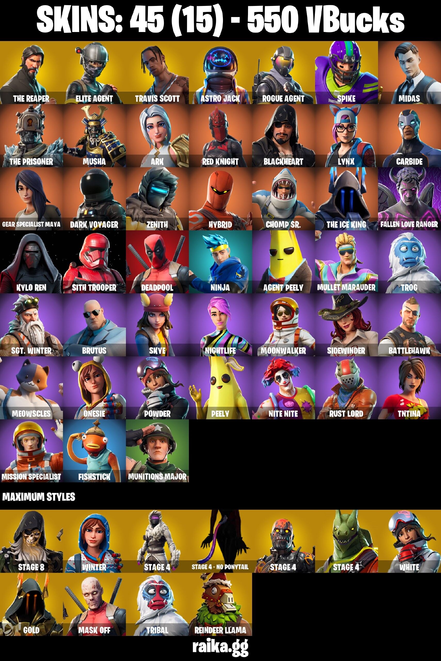 Fortnite Account ( PLAYSTATION / XBOX / PC / NINTENDO / MOBILE ) (Travis Scott, The Reaper) (45 Skins) Fortnite Account ( PLAYSTATION / XBOX / PC / NINTENDO / MOBILE ) (Travis Scott, The Reaper) (45 Skins)