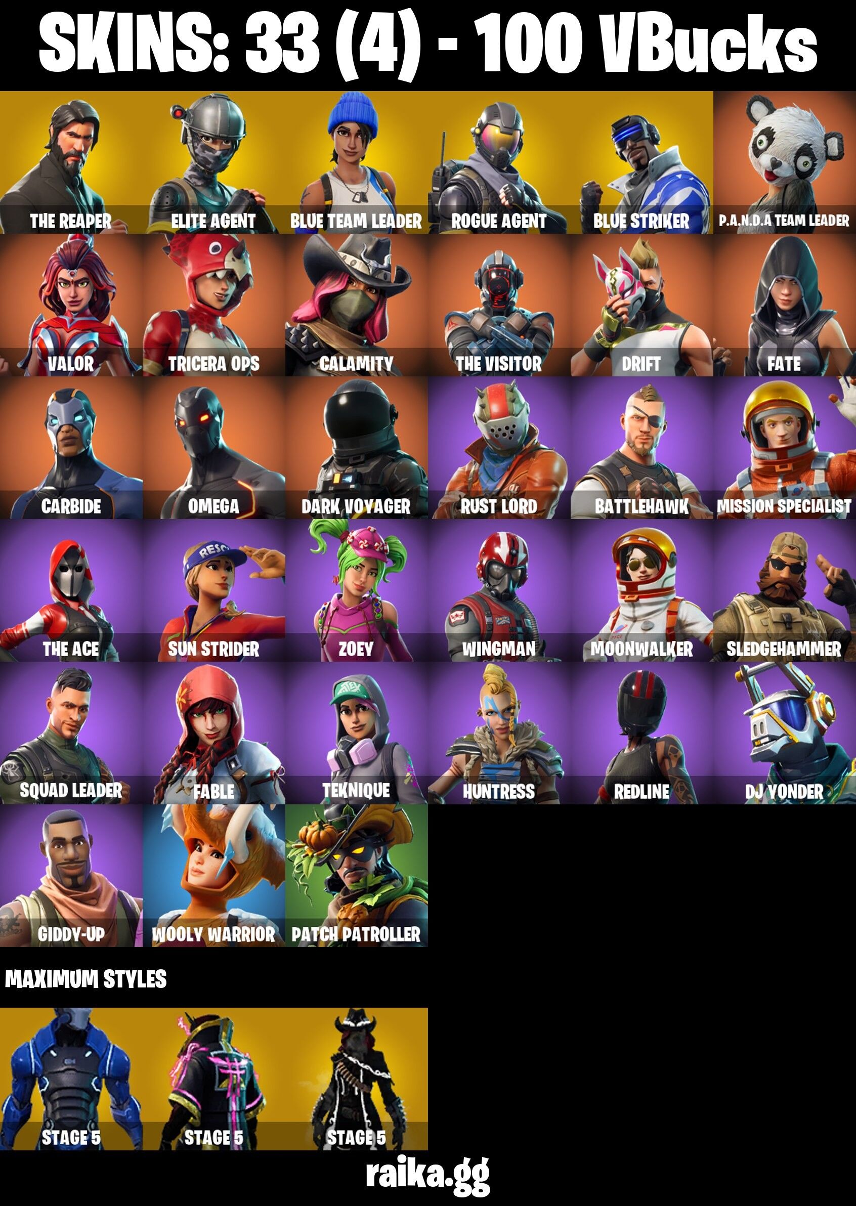 Fortnite Account ( PLAYSTATION / XBOX / PC / NINTENDO / MOBILE ) (The Reaper, Elite Agent, Omega, Dark Voyager) (33 Skins)