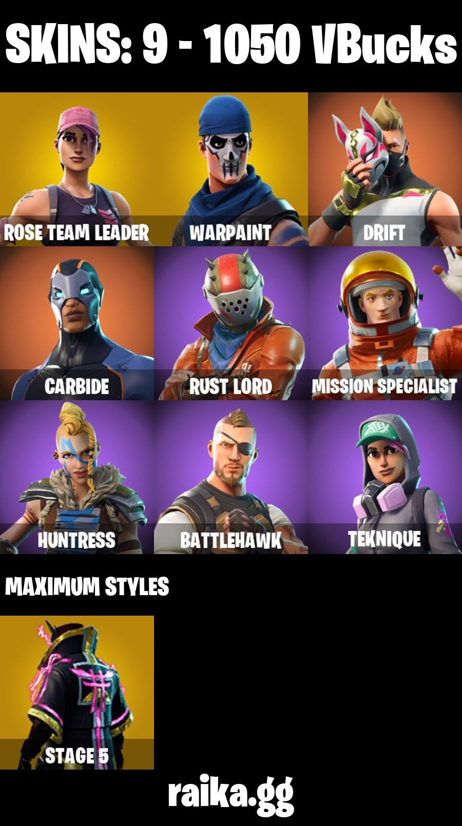 Fortnite Account ( PC ) (Warpaint, Rose Team Leader, Take The L, OG STW) (9 Skins)