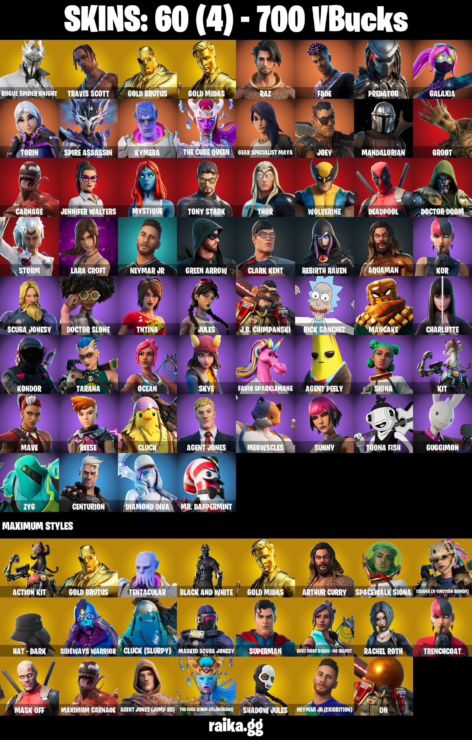 Fortnite Account ( PLAYSTATION / XBOX / PC / NINTENDO / MOBILE ) (Travis Scott, Rogue Spider Knight) (60 Skins) Fortnite Account ( PLAYSTATION / XBOX / PC / NINTENDO / MOBILE ) (Travis Scott, Rogue Spider Knight) (60 Skins)