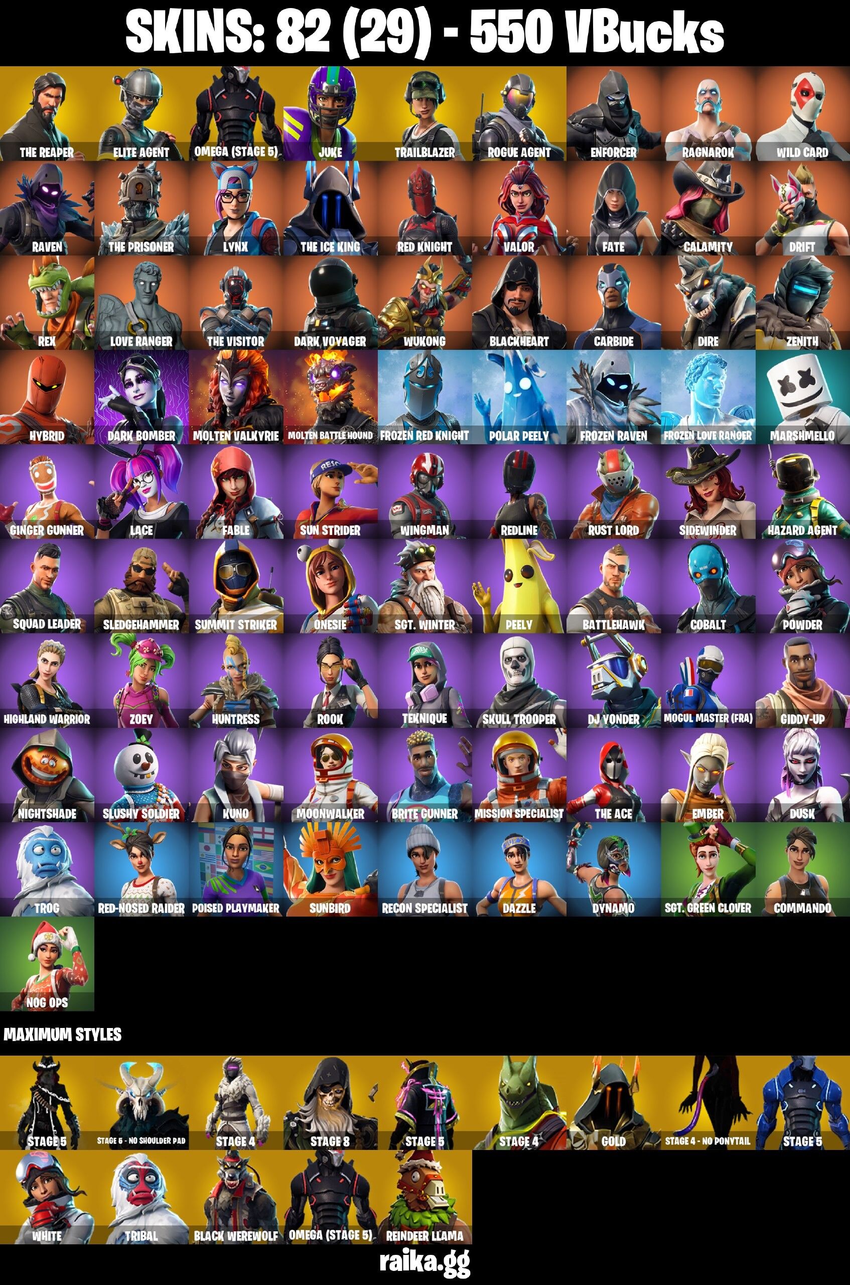 Fortnite Account ( PLAYSTATION / XBOX / PC / NINTENDO / MOBILE ) (The Reaper, Omega Stage 5, Freestylin) (82 Skins)