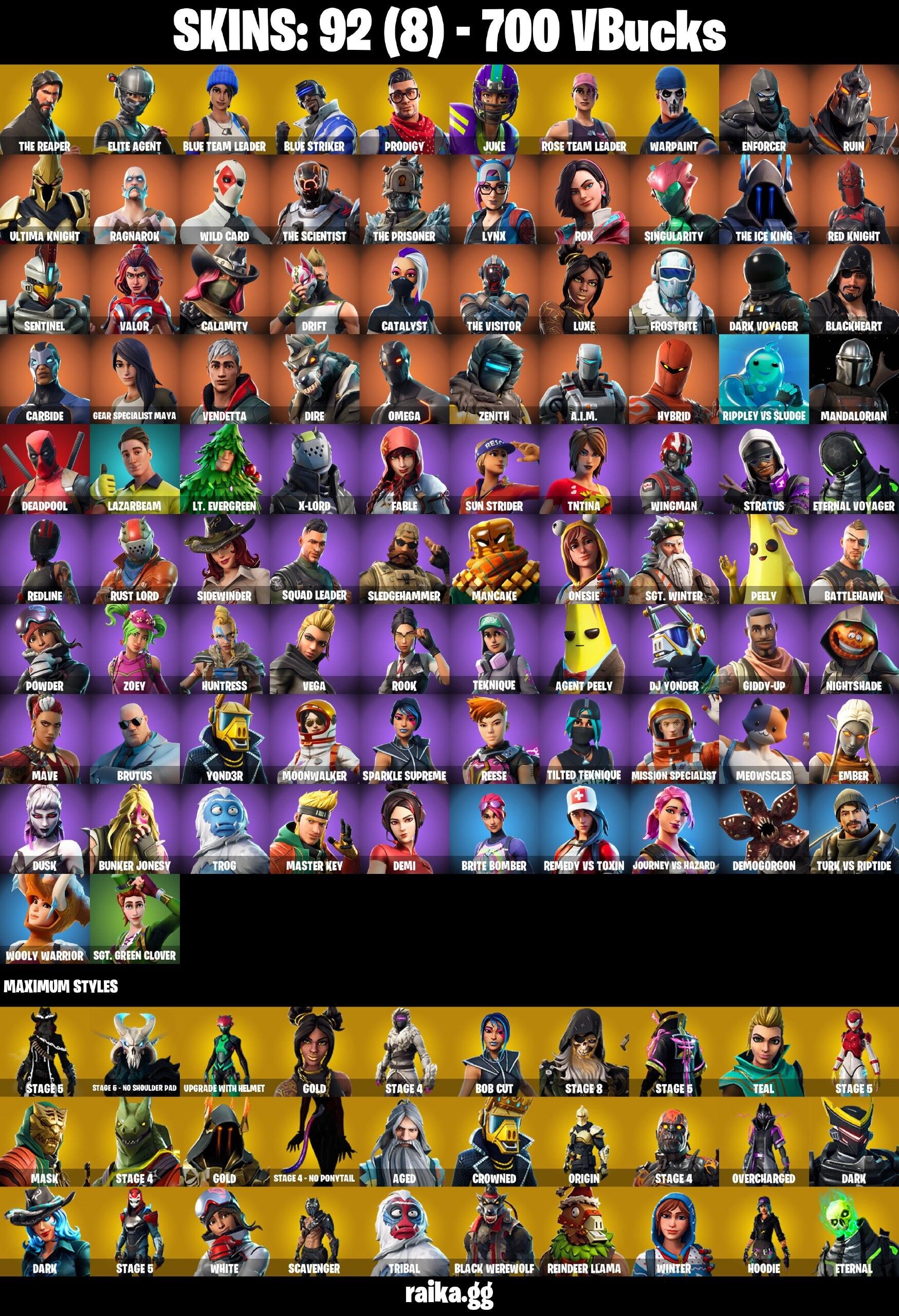 Fortnite Account ( PLAYSTATION / XBOX / PC / NINTENDO / MOBILE ) (Take The L, The Reaper, OG STW) (92 Skins)