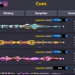 270+Level✦
1.5B+Coins ✦
58 CCP✦
19 Legendary Cues Open✦
2  Event Cues Max✦
1.8K+Cash✦
VIP Emerald ✦
14 Limited Edition✦
FB link possible ✦
Miniclip login✦ 4