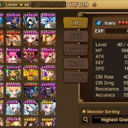 Europe - 75 LVL+6*-32+20 Nat5+160F+Wind SSS+Abyss N / H+Rift 5 lvl+Minato+Barbara+Ariel+Jeogun+Rica+Bellenus+Riley+Oliver+Jamire+Eirgar+Veromos +N 0
