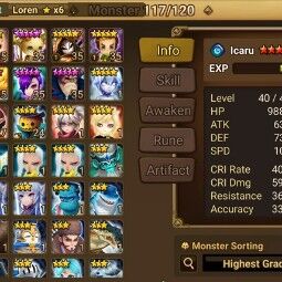 Europe - 75 LVL+6*-32+20 Nat5+160F+Wind SSS+Abyss N / H+Rift 5 lvl+Minato+Barbara+Ariel+Jeogun+Rica+Bellenus+Riley+Oliver+Jamire+Eirgar+Veromos +N 3