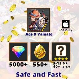 ⚡iOS Only⚡[4★ Ace & Yamato Lv1][5000+ Gems][550+ GF][5-15 6★][60+ 4-5★][Account Player Rank1] 0