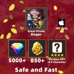 ⚡iOS Only⚡[4★ Great Pirate Roger Lv1][5000+ Gems][900+ GF][60+ 4★][Account Player Rank1][Automatic Delivery] 0