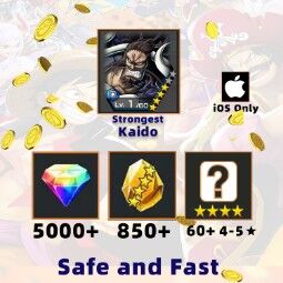 ⚡iOS Only⚡[4★ Strongest Kaido Lv1][5000+ Gems][850+ GF][60+ 4-5★][Account Player Rank1][Automatic Delivery] 0