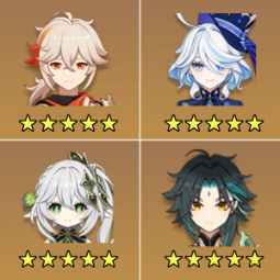 EU，AR10，Kazuha + Furina + Nahida + Xiao + Tighnari，5×five-star，Email or Mobile is not link，Starter Account，Male 0