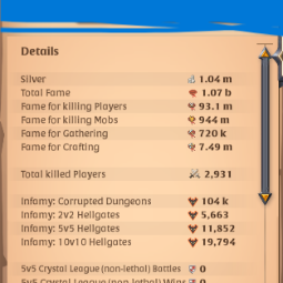 1B Fame | ~100m PVP | 700 Crossbow | ~700 Frost | Premium Skins 0