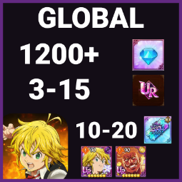 [GLOBAL] 1200+ Diamonds 💙 3-15 UR | 5-15 SSR roll | The One Escanor + Meliodas 0