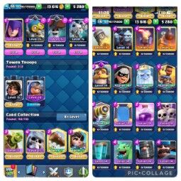 CR59!![7846ATB]KT-15,LEVEL-56, 5 ELITE CARDS, 72 CARDS MAX LEVEL 14 , FREE NAME CHANGE, 88 EMOTES, 5 TOWER SKINS, 93 CARD MASTERY, ARENA- 20 !! 2