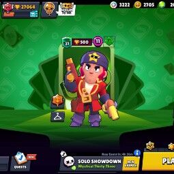 73 Brawlers | 27064 Trophies |4 Maxed | 8 Legendry and 19 Mythic brawlers | Corsair Colt | Capitan Carl | Red Pitcher Fang | 0