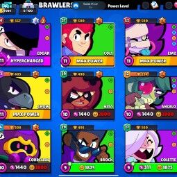 73 Brawlers | 27064 Trophies |4 Maxed | 8 Legendry and 19 Mythic brawlers | Corsair Colt | Capitan Carl | Red Pitcher Fang | 1