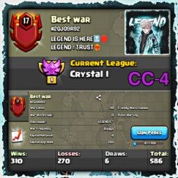 Best War -  Clan Level 17 ||| Crystal league 1 ||| Capital hall 4 ||| war log 310::260::6||| Instant delivery 0