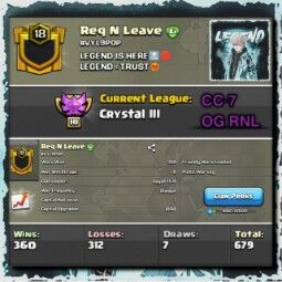 Exclusive Clan - Req N Leave Level 18 ||| Capital Hall 7||| Crystal league 3  || war log 360::312::7 ||| Fast delivery 0